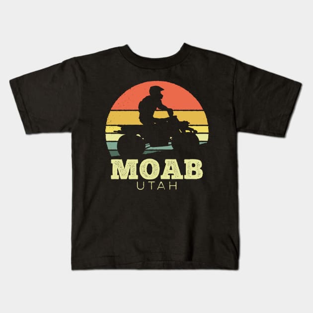 Moab Utah Quadbike Vintage Sunset Kids T-Shirt by DetourShirts